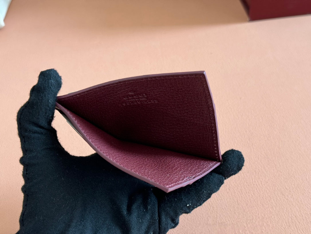 GUCCI CARD CASE 10 BICOLOR IN GREY AND RED  CALFSKIN