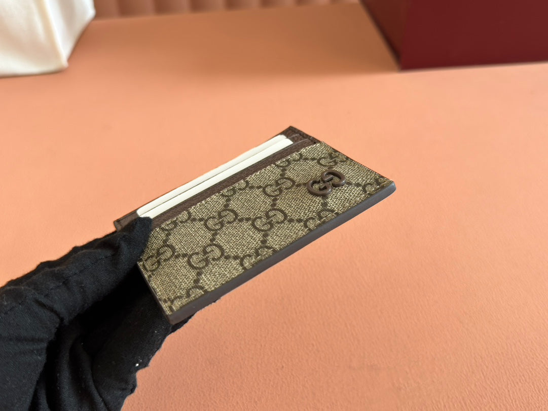 GUCCI CARD CASE 10 IN BEIGE AND BROWN  CALFSKIN