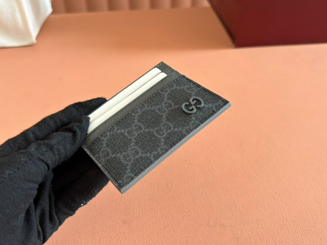GUCCI CARD CASE 10 IN GREY  CALFSKIN
