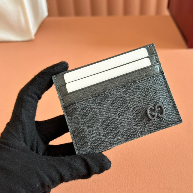 GUCCI CARD CASE 10 IN GREY  CALFSKIN
