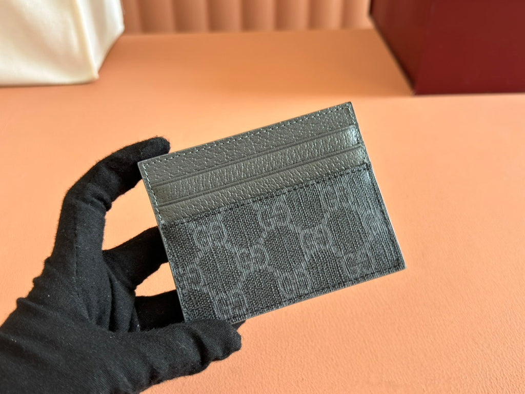 GUCCI CARD CASE 10 IN GREY  CALFSKIN