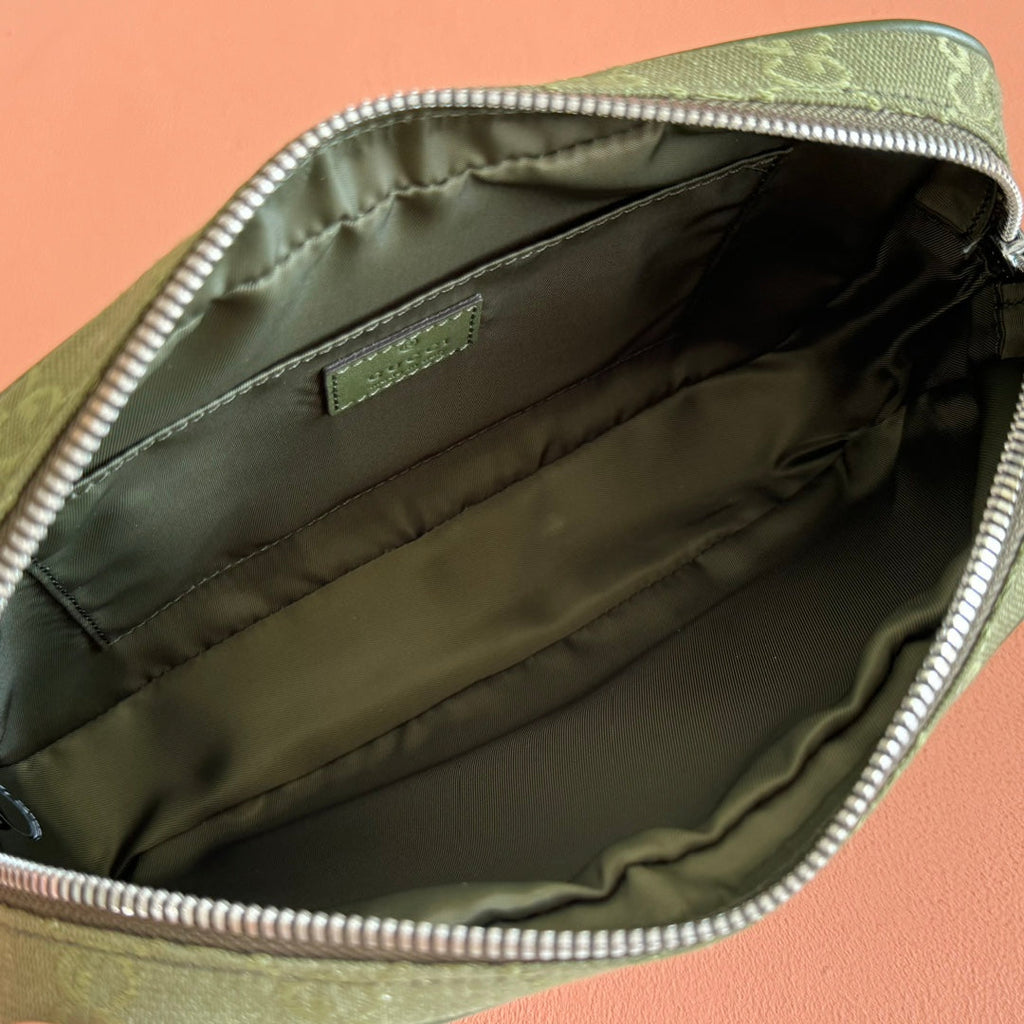 GUCCI SMALL CROSSBODY BAG 23.5 IN FOREST GREEN  CANVAS