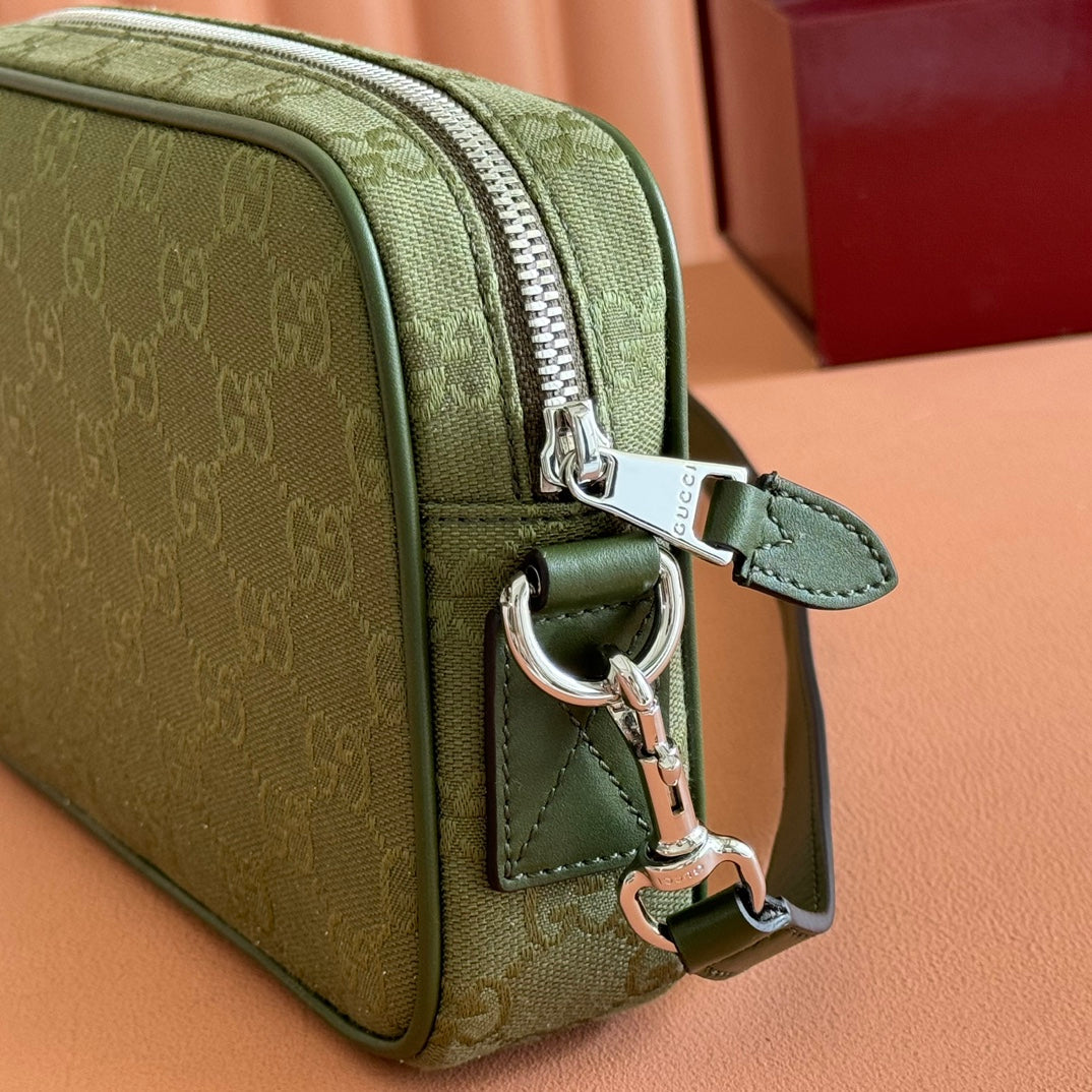 GUCCI SMALL CROSSBODY BAG 23.5 IN FOREST GREEN  CANVAS