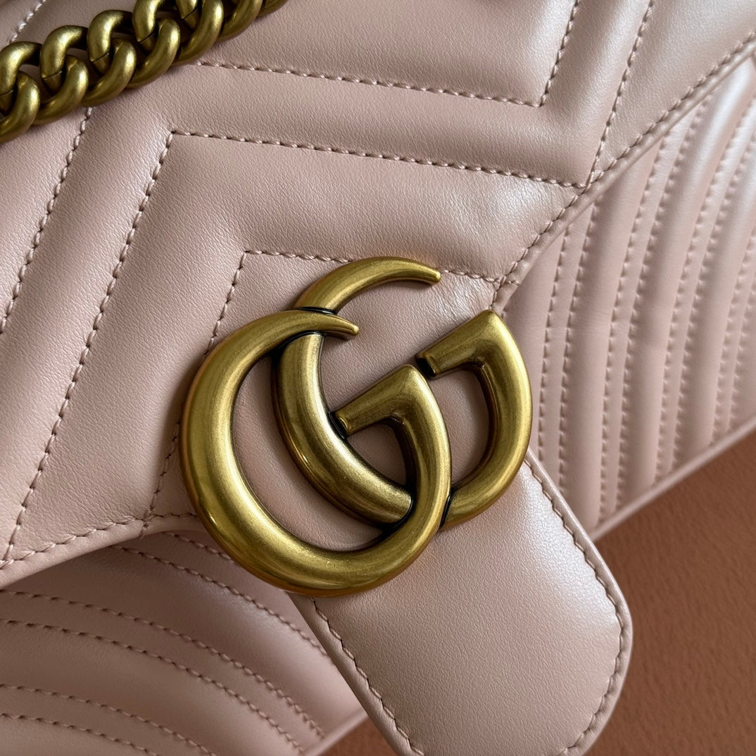 GUCCI MEDIUM MARMONT MATELASSÉ 26 IN LIGHT PINK CALFSKIN