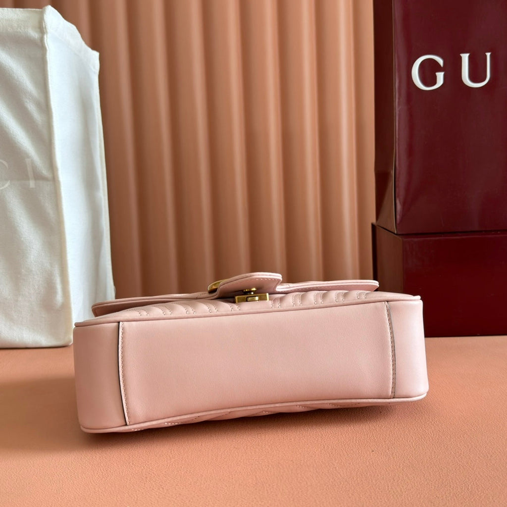 GUCCI MEDIUM MARMONT MATELASSÉ 26 IN LIGHT PINK CALFSKIN