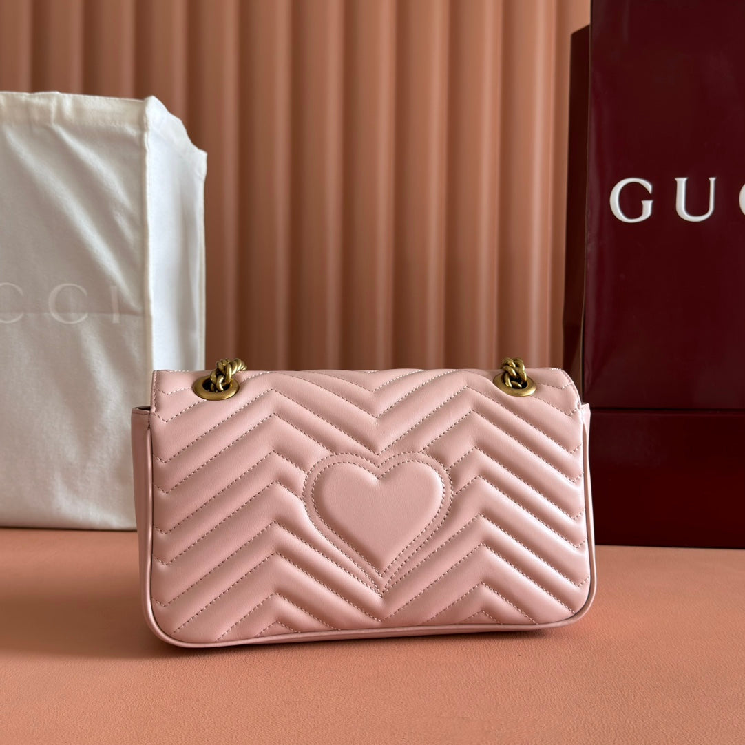 GUCCI MEDIUM MARMONT MATELASSÉ 26 IN LIGHT PINK CALFSKIN