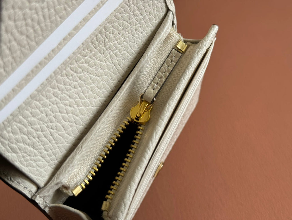 GUCCI MARMONT BI-COLOUR CARD CASE WALLET 11 IN BEIGE EBONY  CANVAS WHITE CALFSKIN
