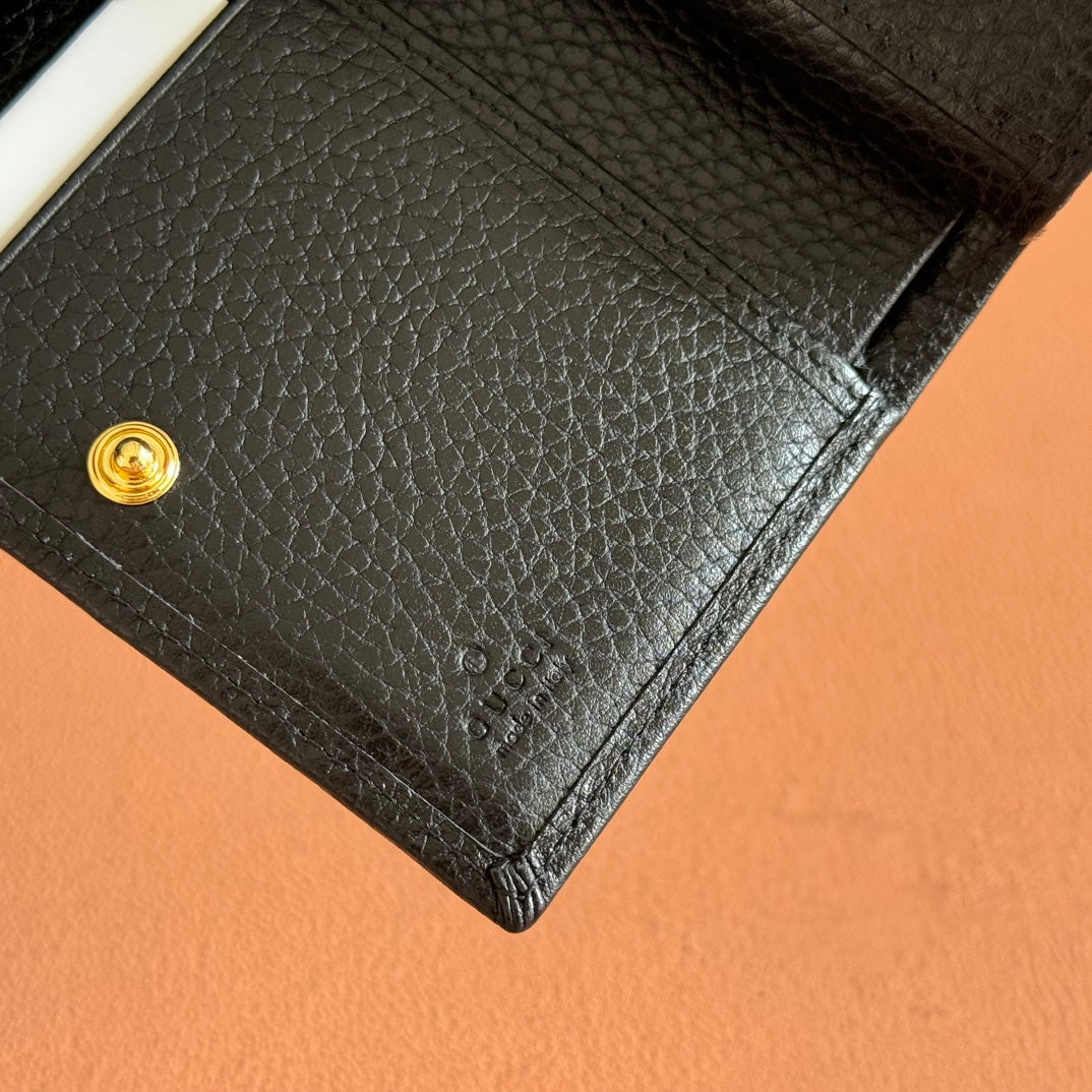 GUCCI MARMONT SMALL WALLET 11 BLACK IN CALFSKIN