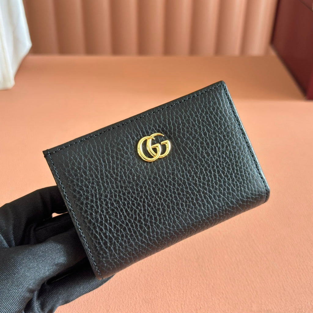 GUCCI MARMONT SMALL WALLET 11 BLACK IN CALFSKIN