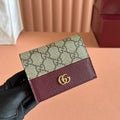 GUCCI MARMONT BAG 11 IN BEIGE EBONY  CANVAS DARK RED CALFSKIN