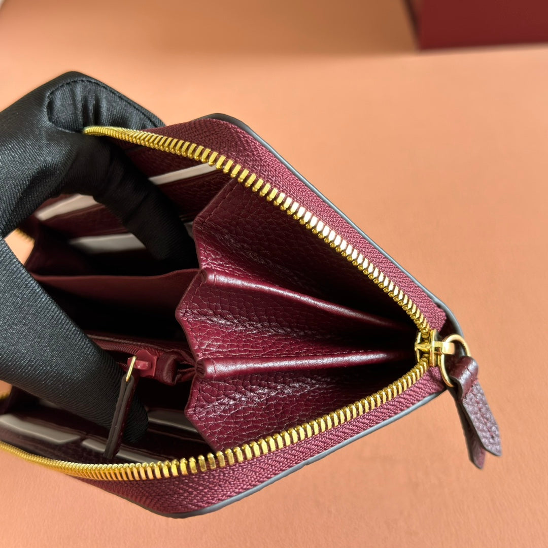 GUCCI MARMONT 19 LONG WALLET IN RED AND BEIGE CALFSKIN