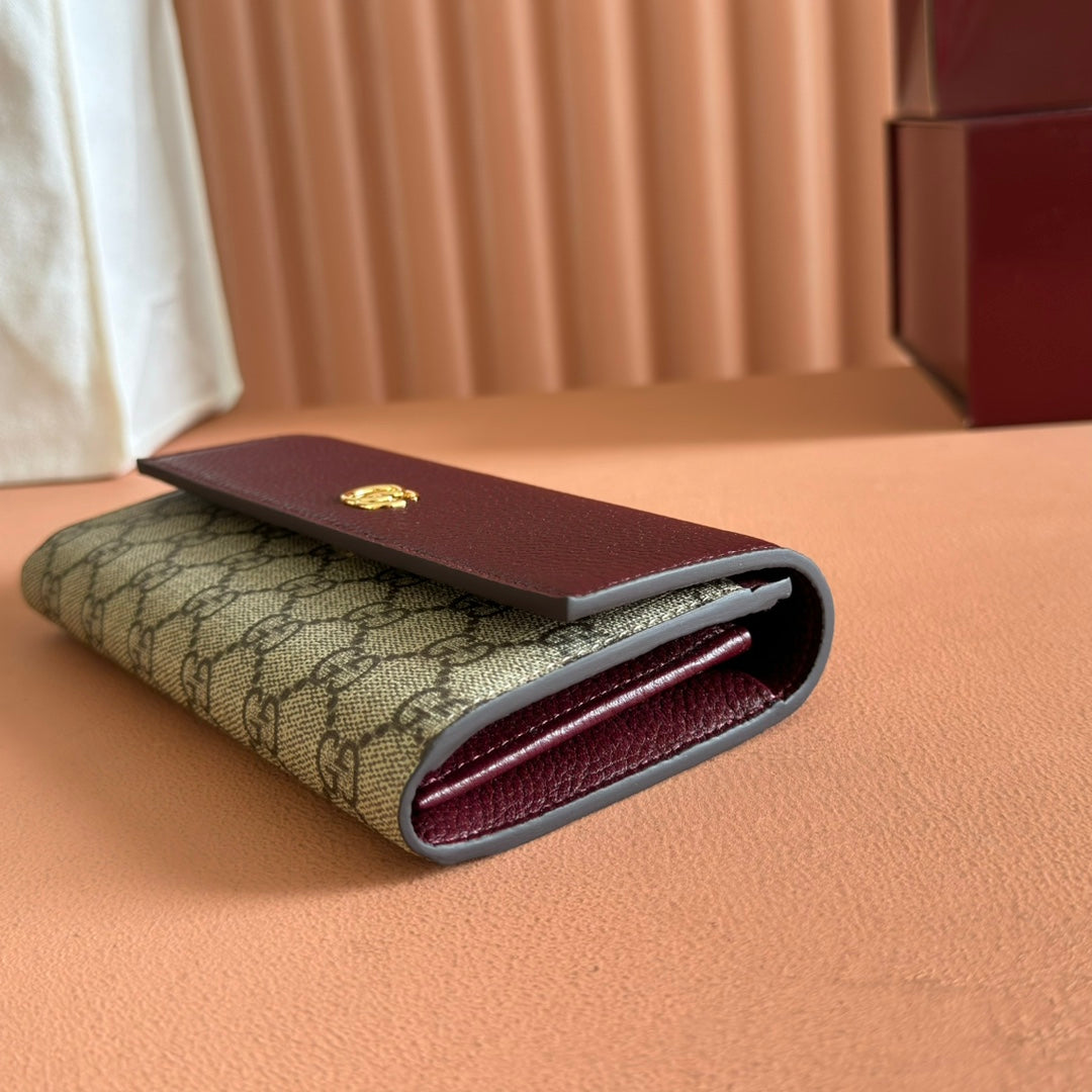 GUCCI MARMONT BAG 19 EBONY AND DARK RED CALFSKIN ON CHAIN