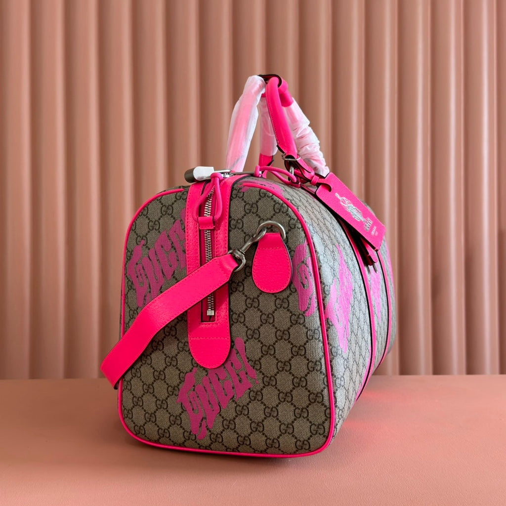 GUCCI CHROMA LARGE DUFFLE BAG 45 PINK IN  MONOGRAM CANVAS