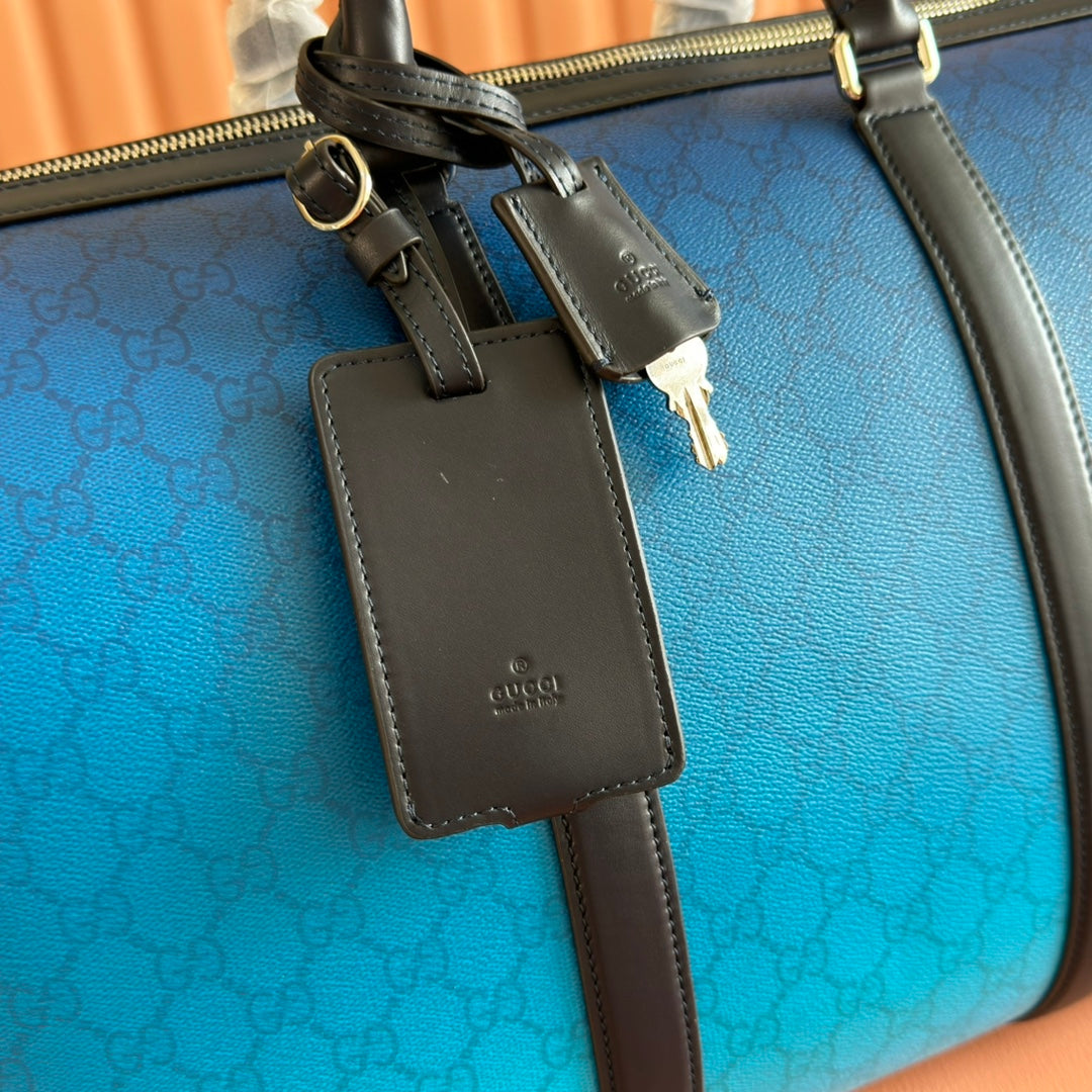 GUCCI CHROMA LARGE DUFFLE BAG 45 BLUE IN  MONOGRAM CANVAS