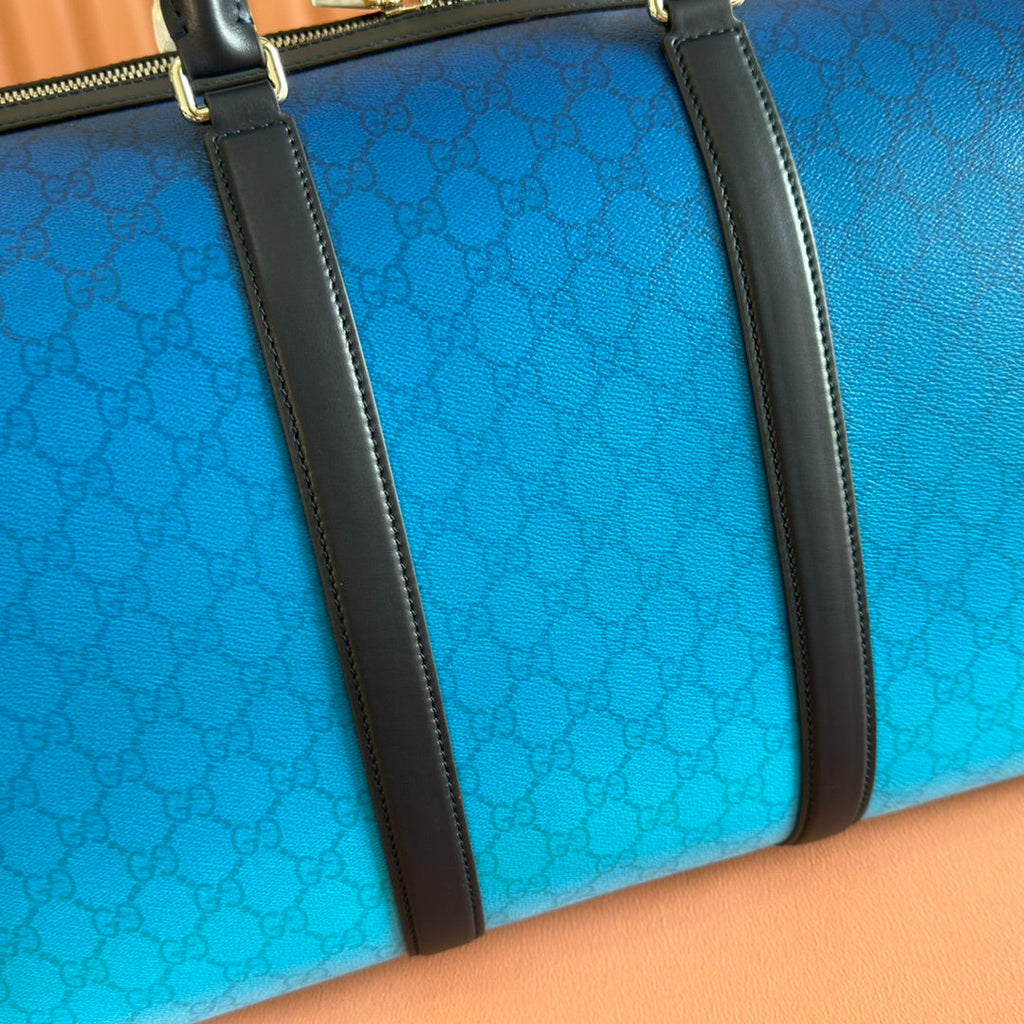 GUCCI CHROMA LARGE DUFFLE BAG 45 BLUE IN  MONOGRAM CANVAS
