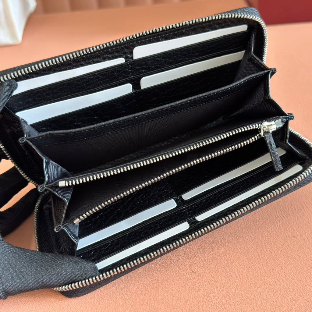 GUCCI MARMONT 19 LONG WALLET IN BLACK CALFSKIN SILVER HARDWARE