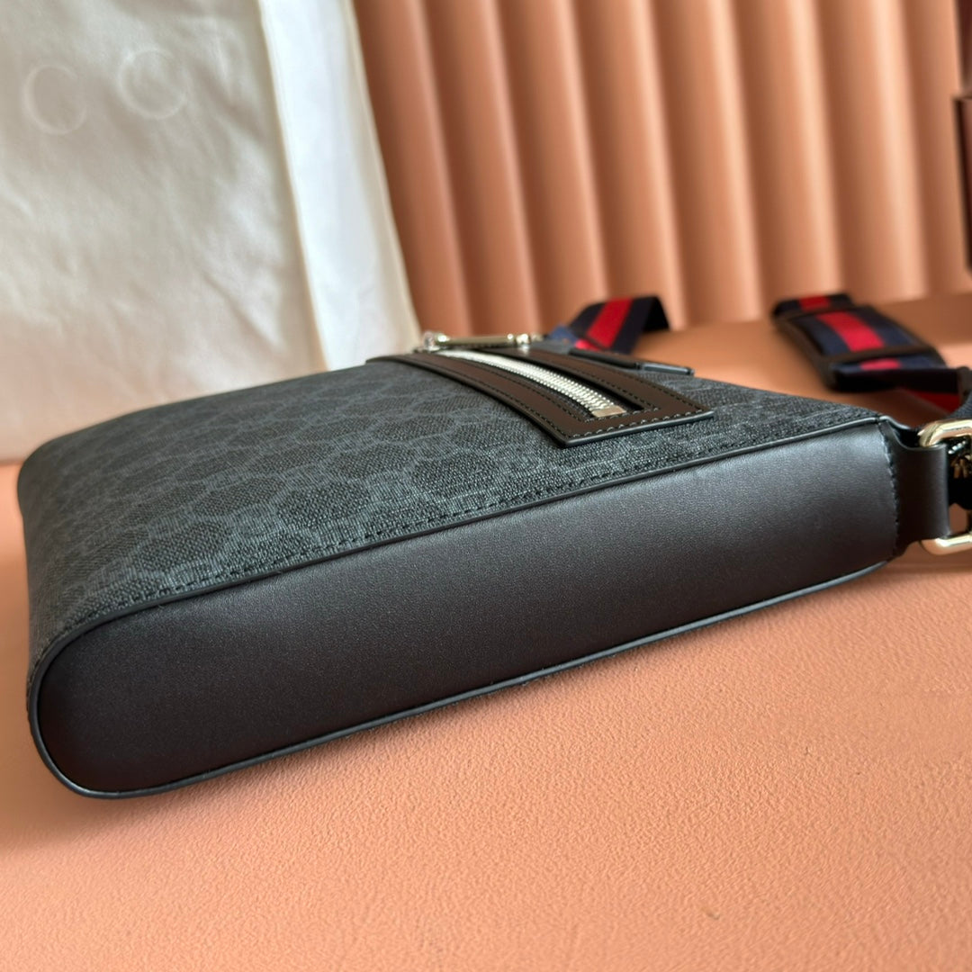 GUCCI SUPREME MESSENGER BAG 23 IN BLACK COATED CANVAS