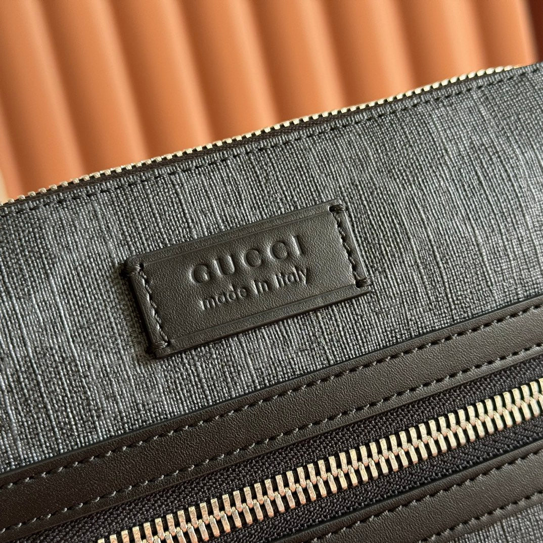 GUCCI SUPREME MESSENGER BAG 23 IN BLACK COATED CANVAS