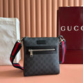 GUCCI SUPREME MESSENGER BAG 23 IN BLACK COATED CANVAS