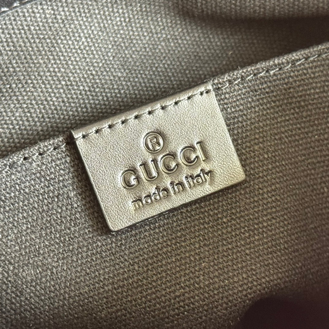 GUCCI SUPREME MESSENGER BAG 23 IN BLACK COATED CANVAS