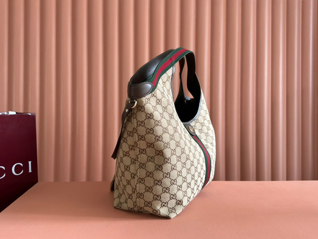 GUCCI GIGLIO LARGE TOTE BAG 60 IN BEIGE AND DARK BROWN  CANVAS