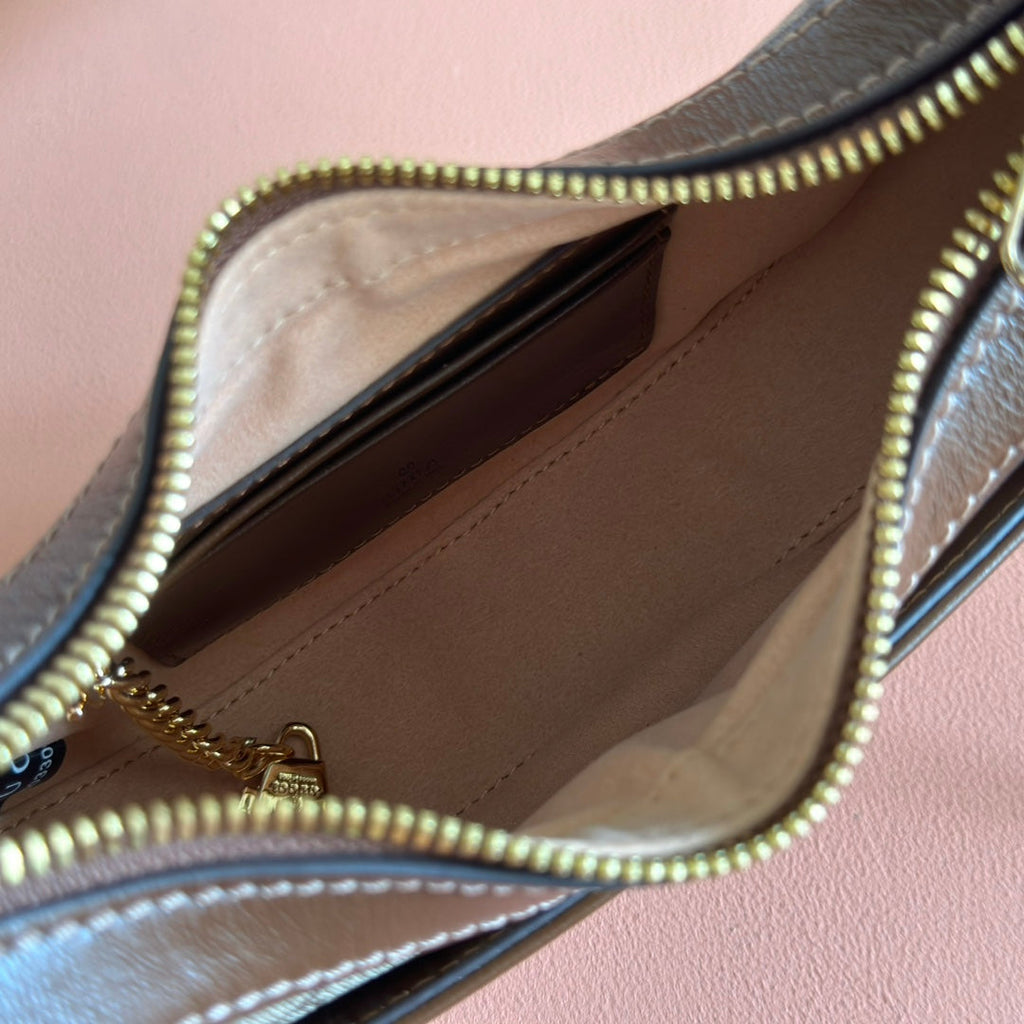 GUCCI SUPREME SHOULDER BAG 22 BROWN IN CANVAS GOLD HARDWARE