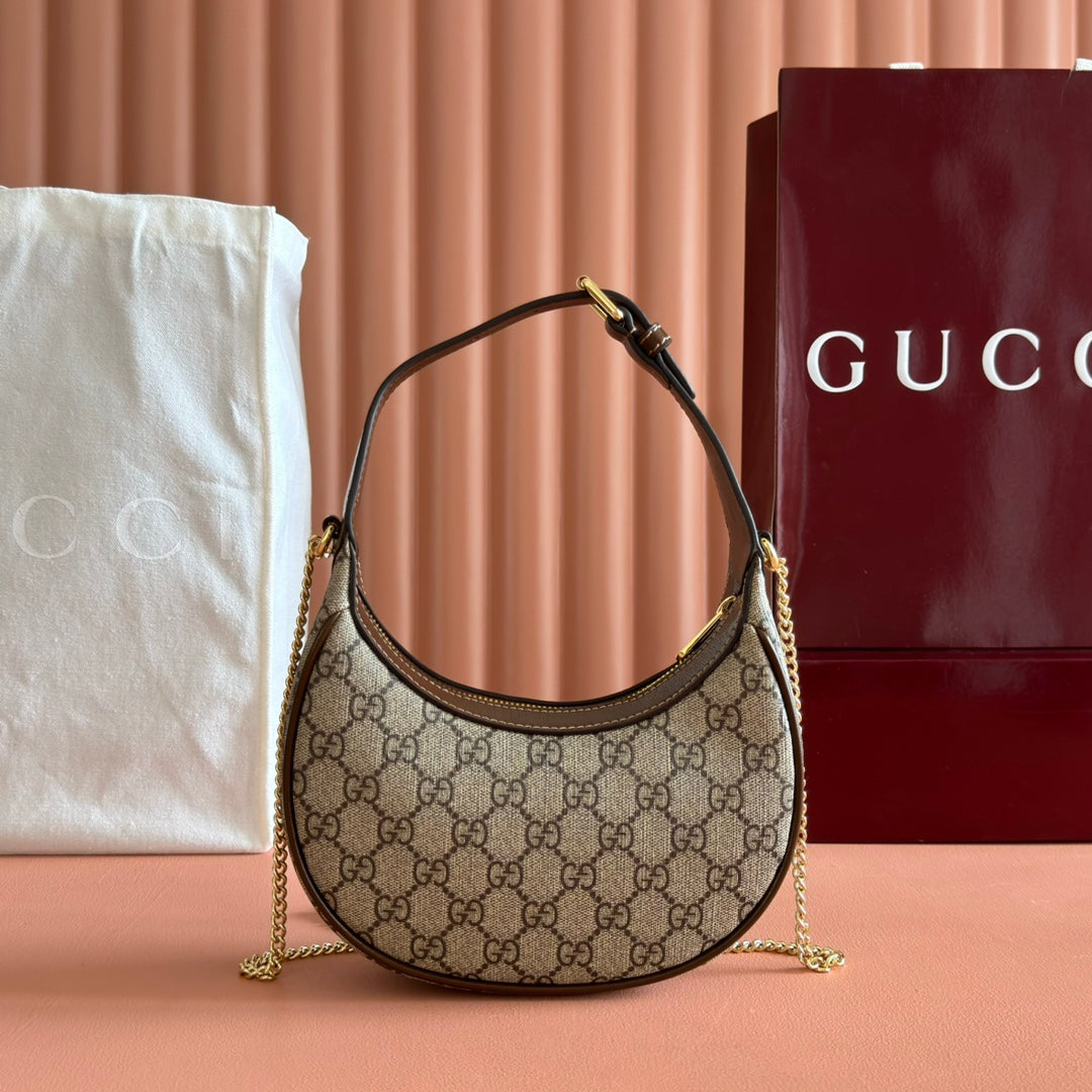 GUCCI SUPREME SHOULDER BAG 22 BROWN IN CANVAS GOLD HARDWARE