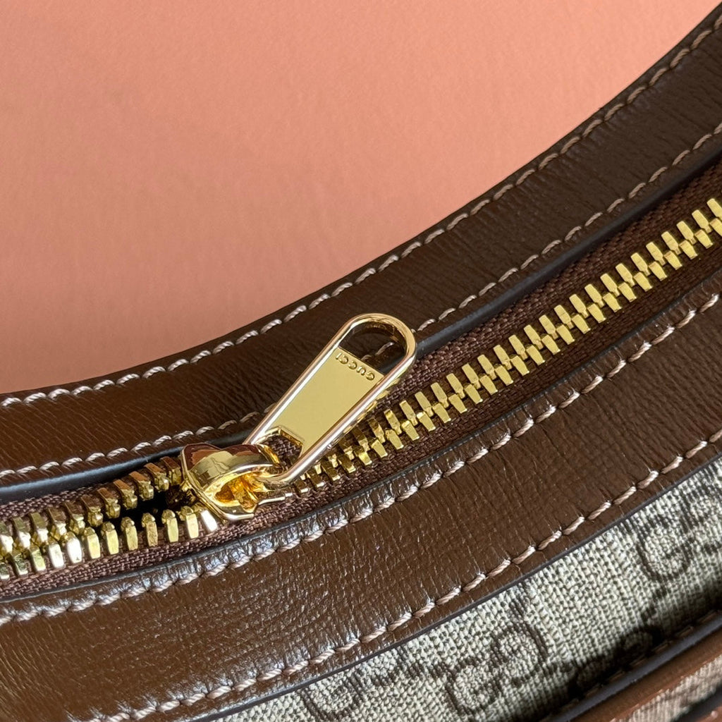 GUCCI SUPREME SHOULDER BAG 22 BROWN IN CANVAS GOLD HARDWARE