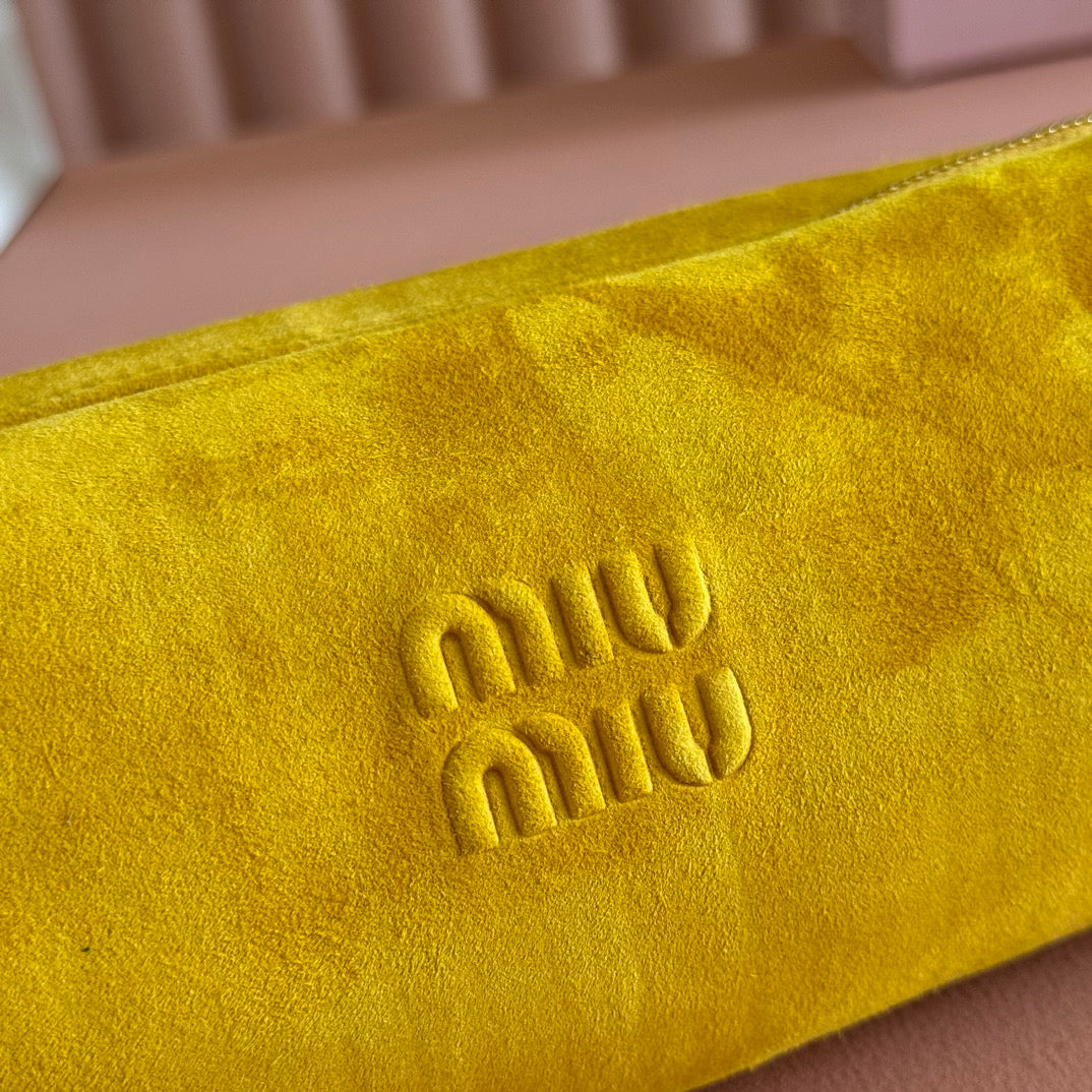 SUEDE BAG 22 MUSTARD YELLOW GOLD HARDWARE