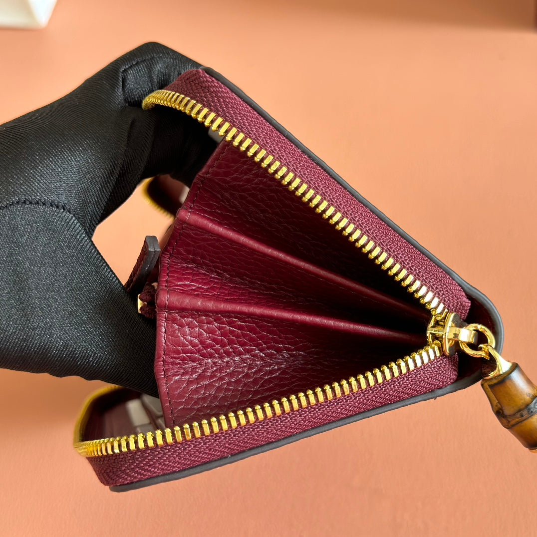 GUCCI 25S MARMONT WALLET 19 IN RED CALFSKIN GOLD HARDWARE