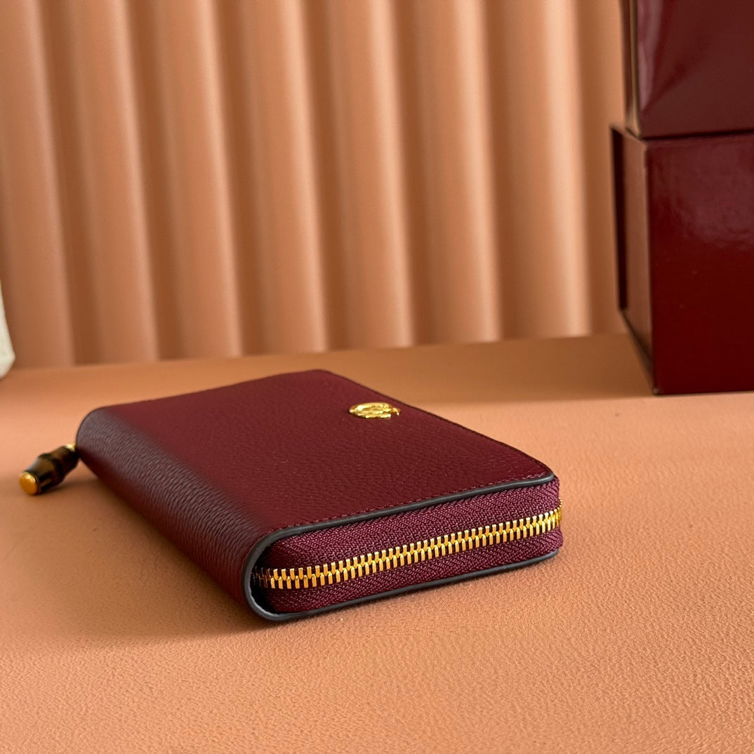 GUCCI 25S MARMONT WALLET 19 IN RED CALFSKIN GOLD HARDWARE