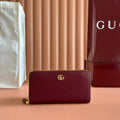 GUCCI 25S MARMONT WALLET 19 IN RED CALFSKIN GOLD HARDWARE