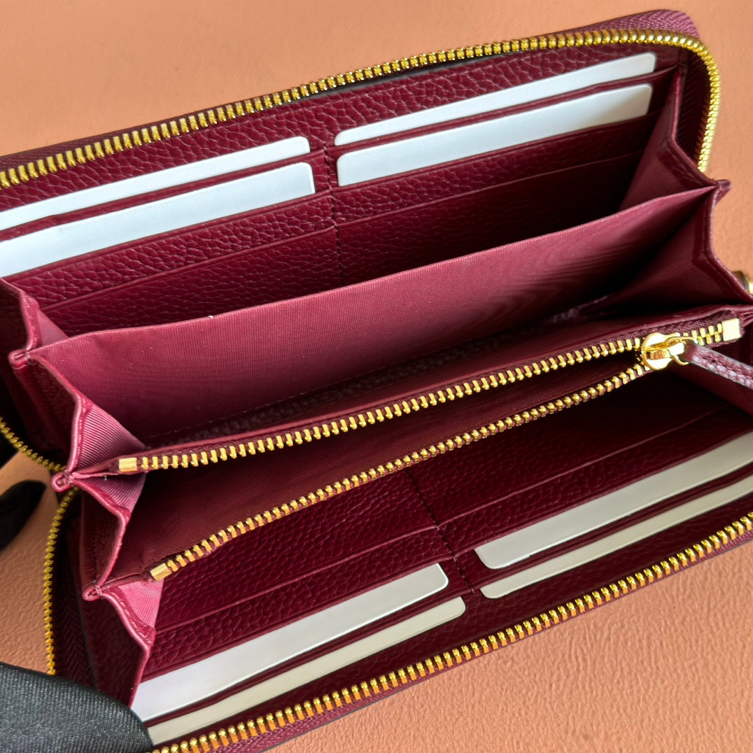 GUCCI 25S MARMONT WALLET 19 IN RED CALFSKIN GOLD HARDWARE