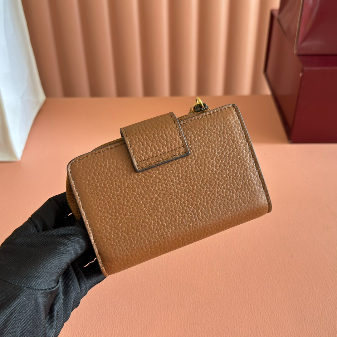 GUCCI 25S MARMONT WALLET 13 IN BROWN CALFSKIN GOLD HARDWARE