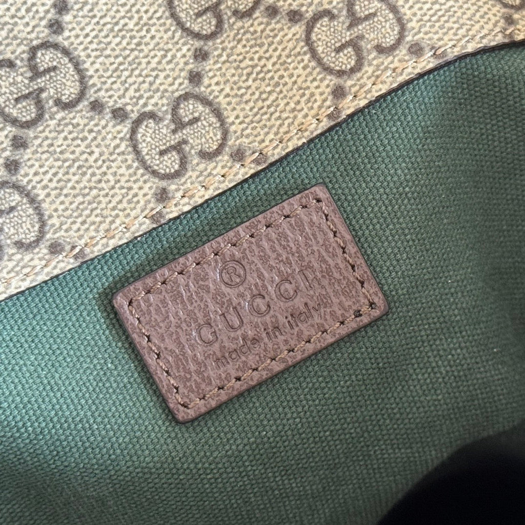 GUCCI 26S OPHIDIA LARGE BACKPACK 46 IN BEIGE AND BROWN CANVAS