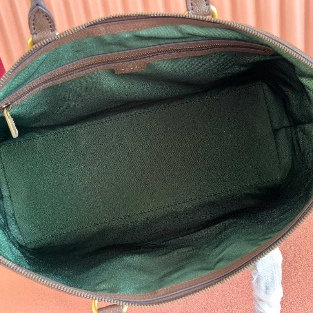 GUCCI 25S SAVOY LARGE BAG 48 IN BEIGE AND EBONY  SUPREME CANVAS