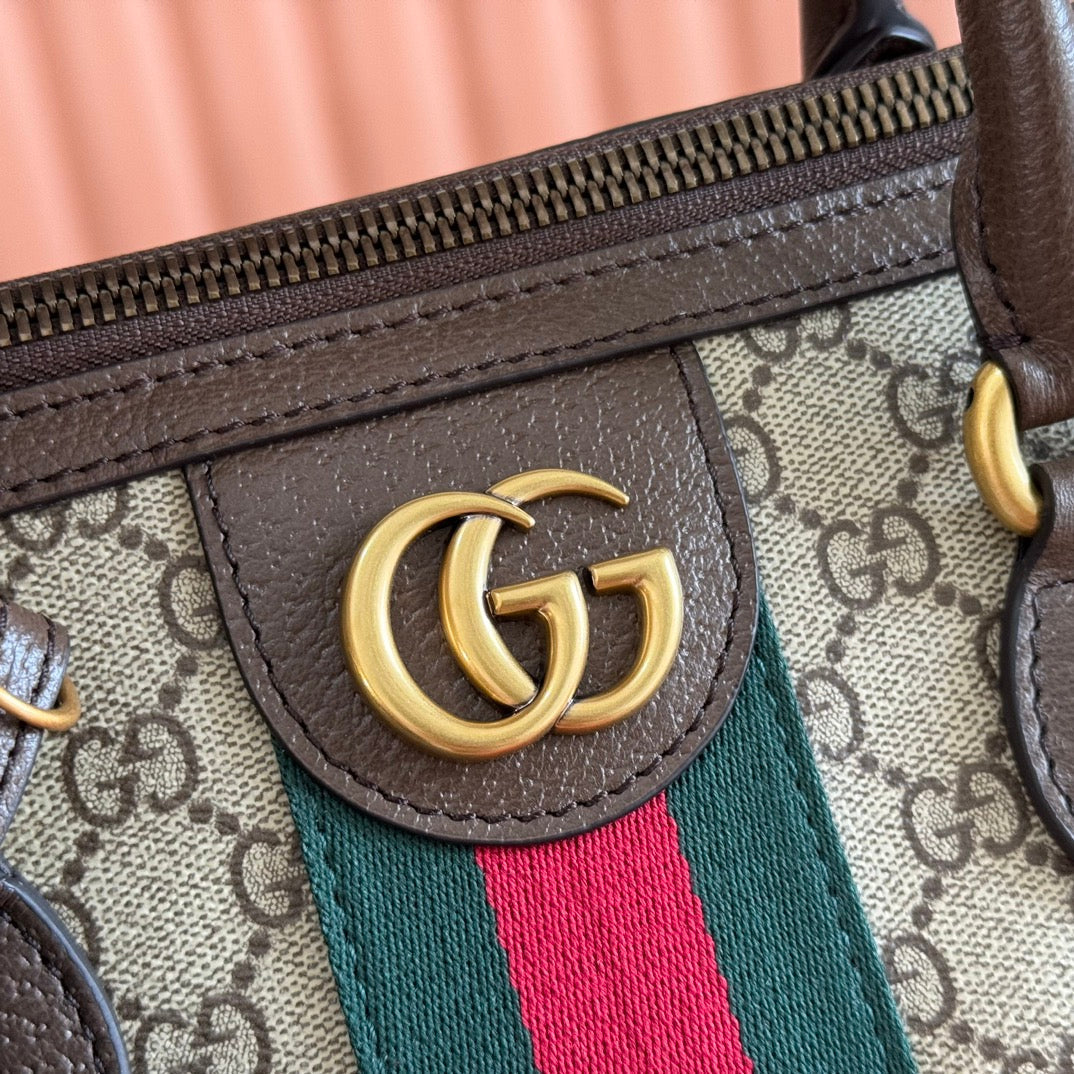 GUCCI 25S SAVOY LARGE BAG 48 IN BEIGE AND EBONY  SUPREME CANVAS