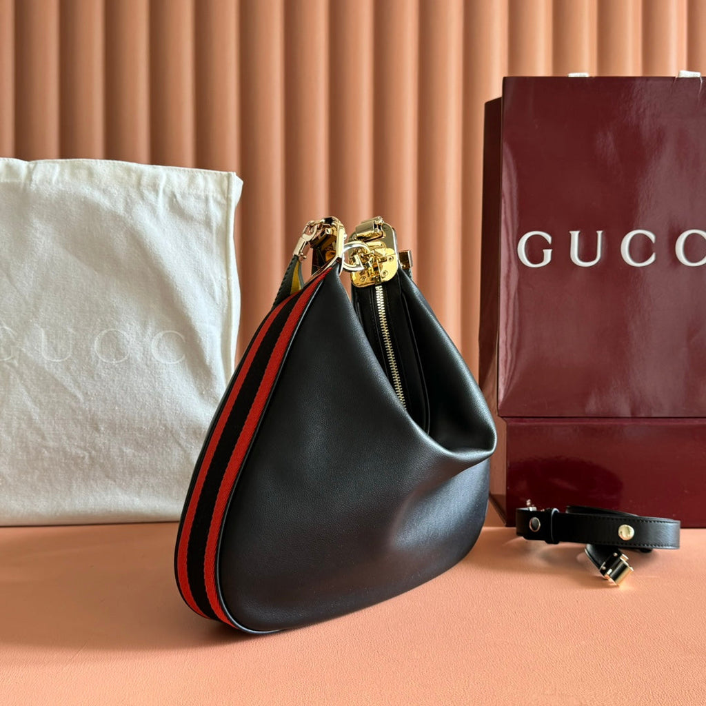 GUCCI 25S ATTACHE SHOULDER BAG 35 CM IN BLACK CALFSKIN