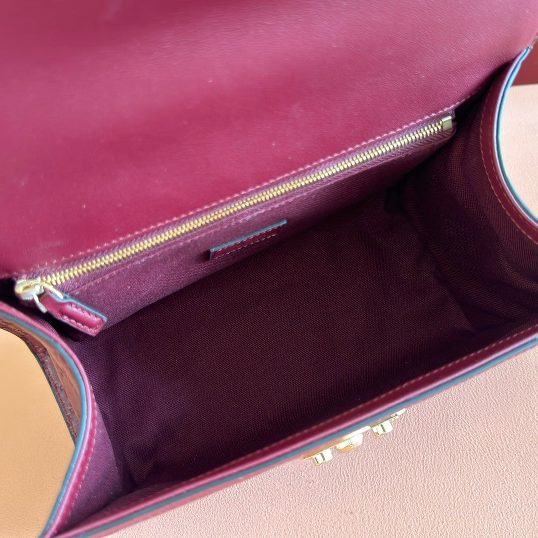 GUCCI 26S PADLOCK BAG 26 IN DARK RED EMBOSSED CALFSKIN