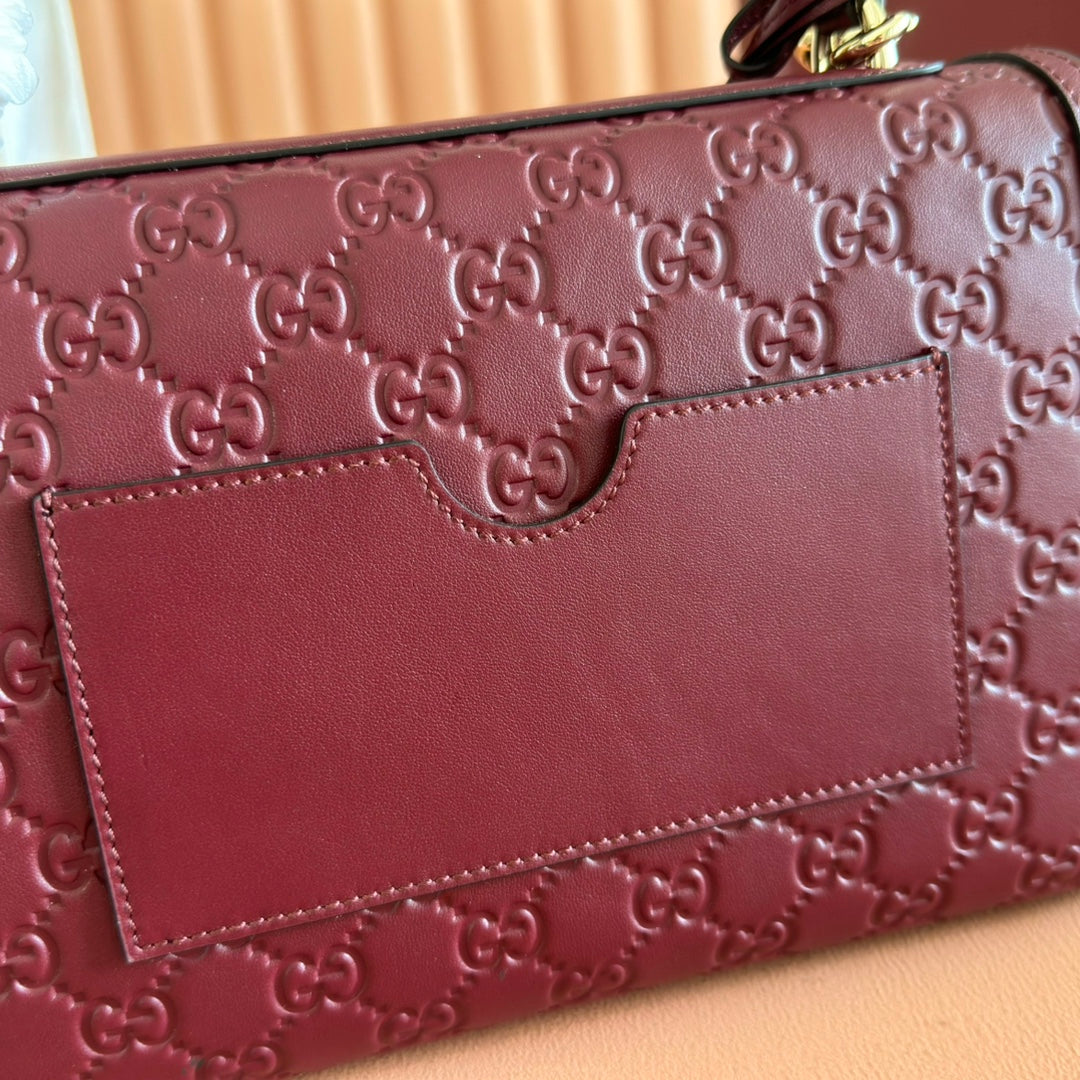 GUCCI 26S PADLOCK BAG 26 IN DARK RED EMBOSSED CALFSKIN