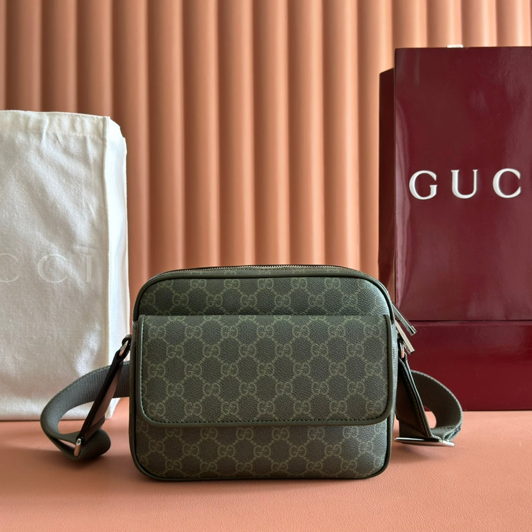 GUCCI 25S SHOULDER CROSSBODY BAG 23 CM IN MOSS GREEN CALFSKIN
