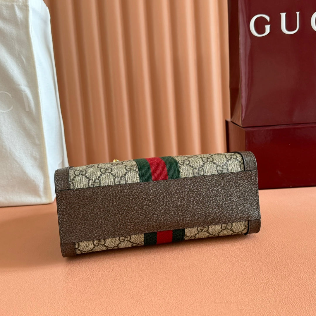 GUCCI 26S OPHIDIA HANDBAG 25 IN BROWN AND DARK BEIGE CALFSKIN