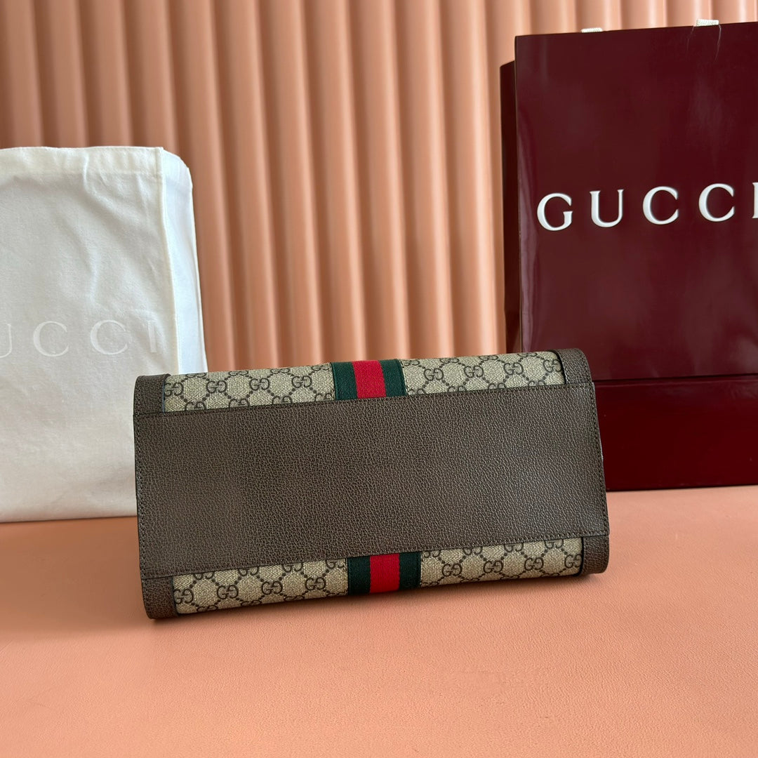 GUCCI 26S OPHIDIA HANDBAG 33 IN BROWN AND DARK BEIGE CALFSKIN
