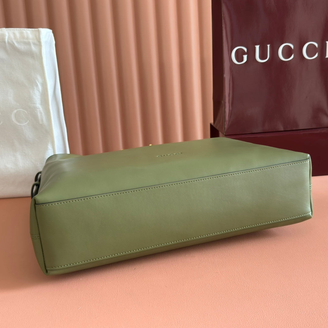 GUCCI 26S BEATRIX LARGE TOTE BAG 40 CM IN SAGE GREEN CALFSKIN