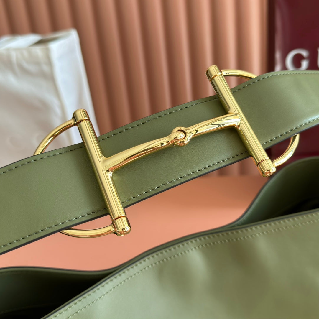 GUCCI 26S BEATRIX LARGE TOTE BAG 35 CM IN SAGE GREEN CALFSKIN