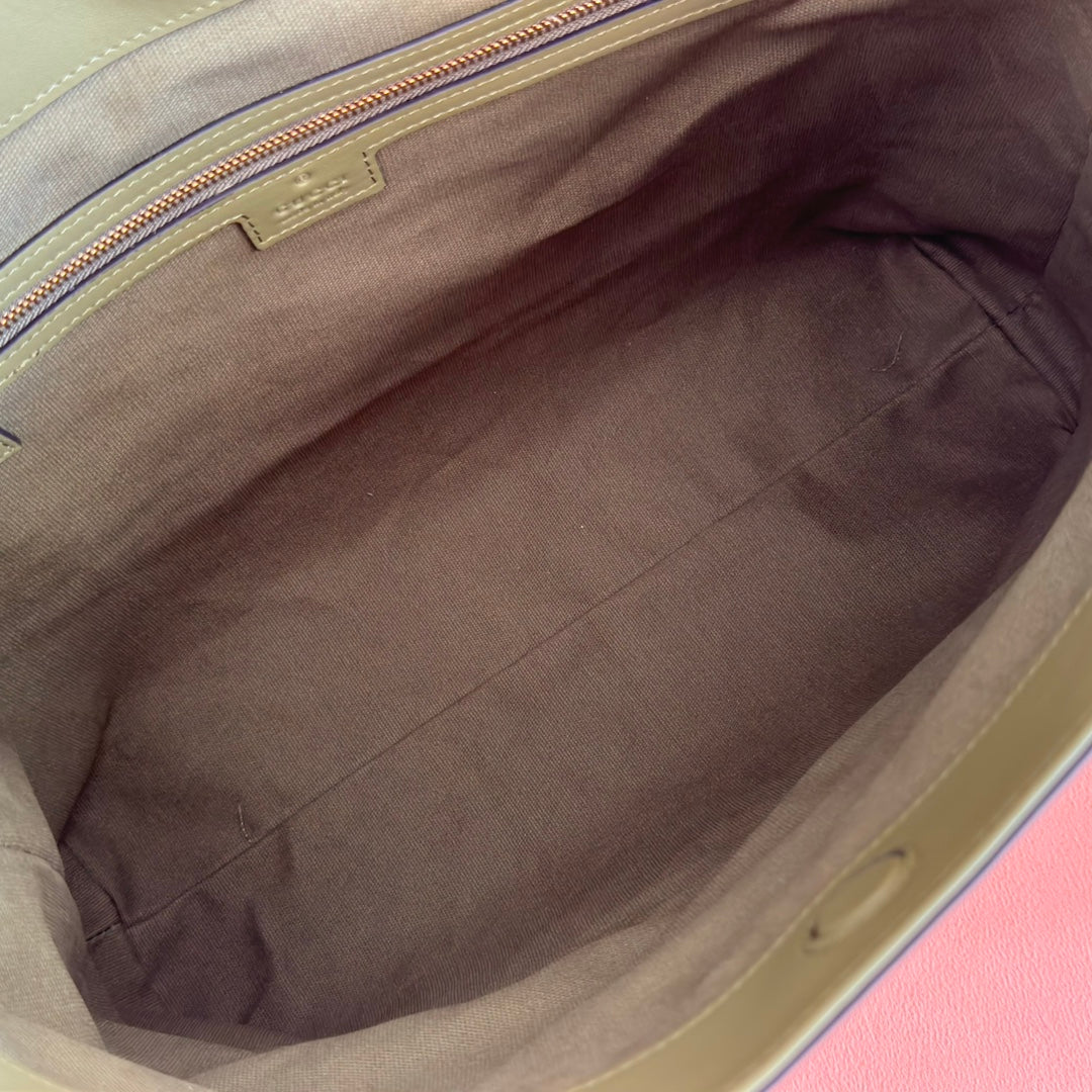 GUCCI 26S BEATRIX LARGE TOTE BAG 35 CM IN SAGE GREEN CALFSKIN