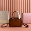 MIUMIU 26S ARCADIE BAG 19 IN TAN BROWN CALFSKIN GOLD HARDWARE