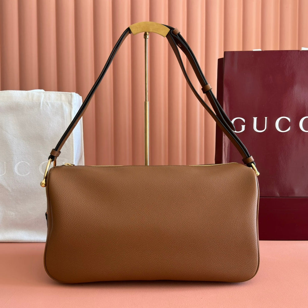 GUCCI 26S SHOULDER BAG 38 IN BROWN CALFSKIN