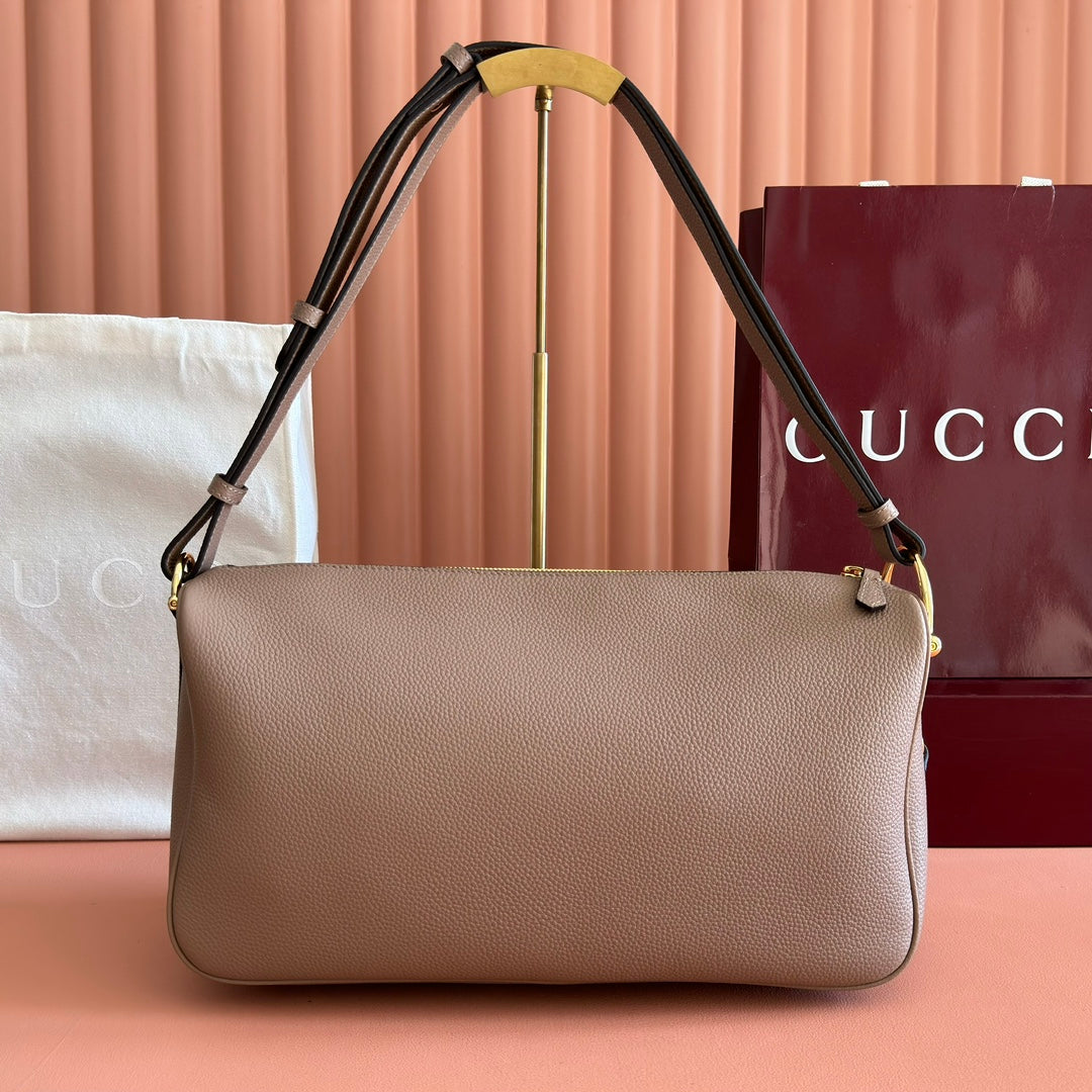 GUCCI 26S SHOULDER BAG 38 IN LIGHT BROWN CALFSKIN