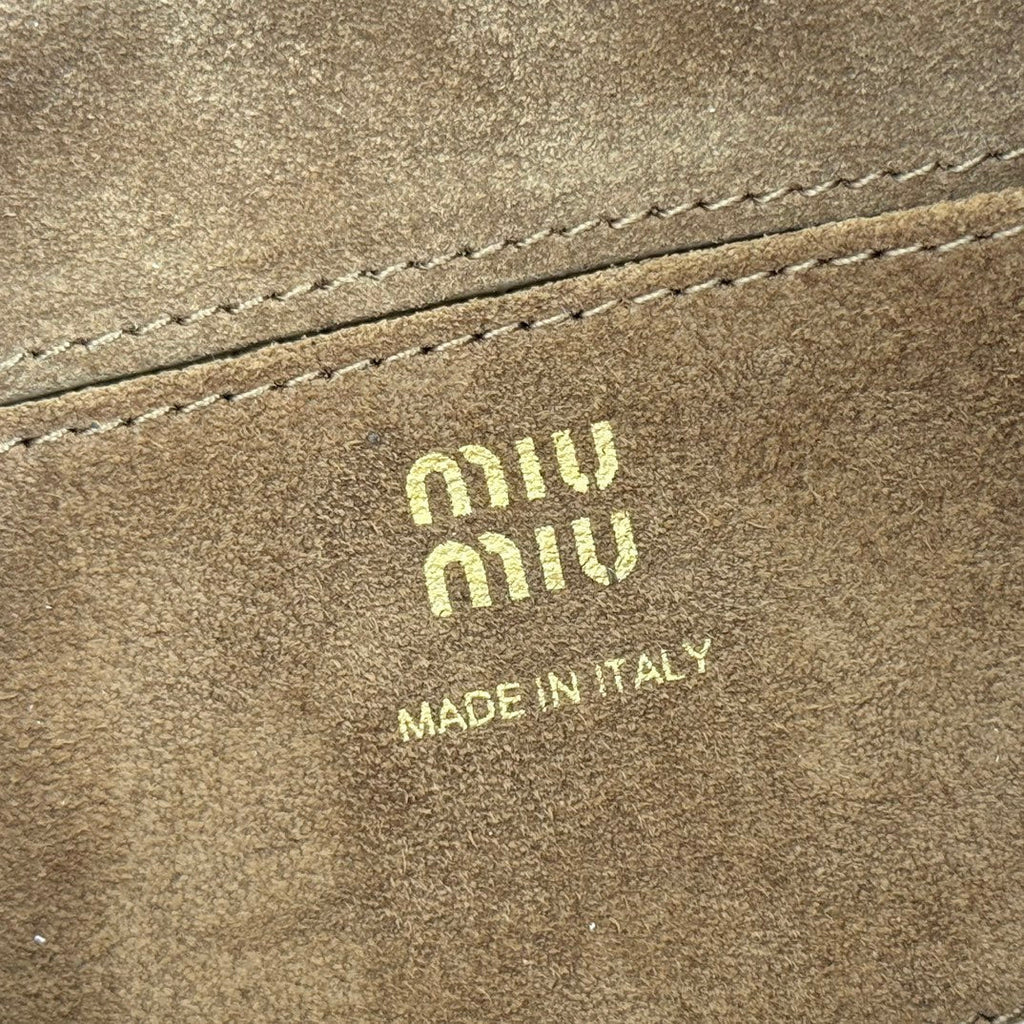 MIUMIU 26S POUCH BAG 18 IN DARK BEIGE CALFSKIN GOLD HARDWARE